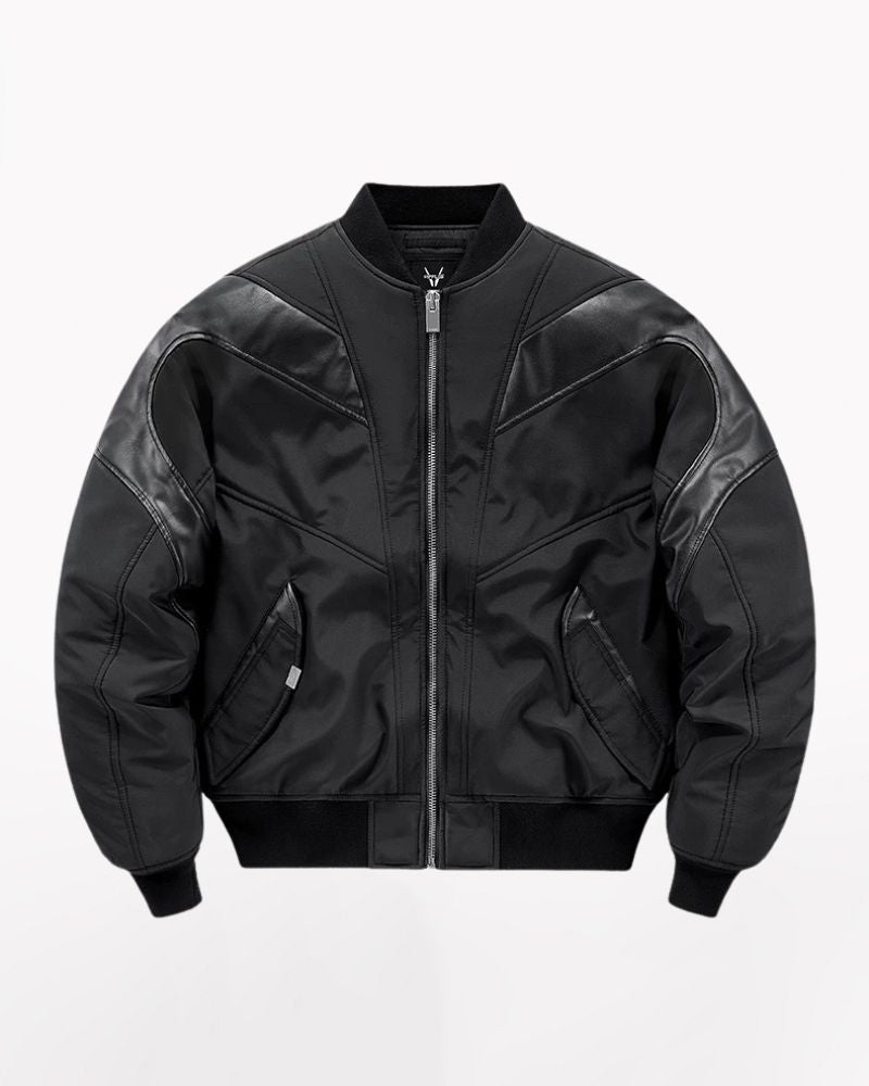 Techwear PU Patchwork Warm Bomber Jacket