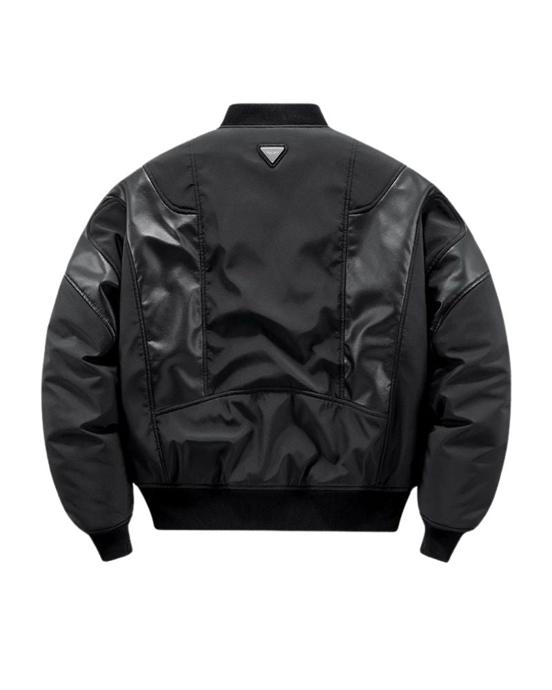 Techwear PU Patchwork Warm Bomber Jacket