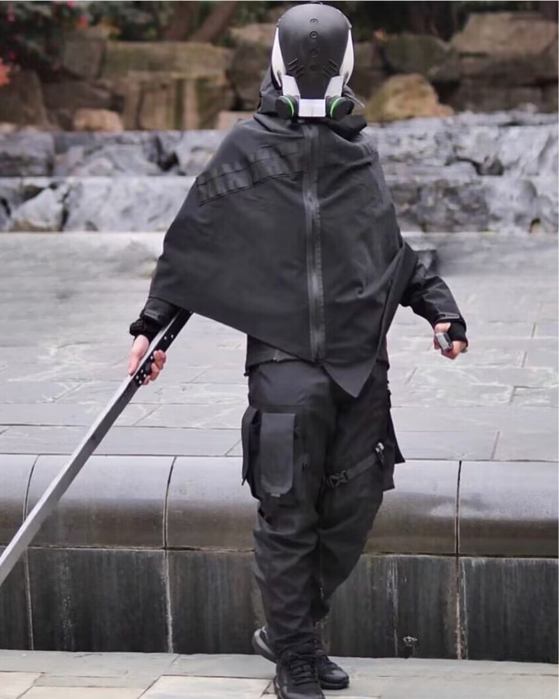 Cyberpunk Black Samurai Ninja Jacket Cloak