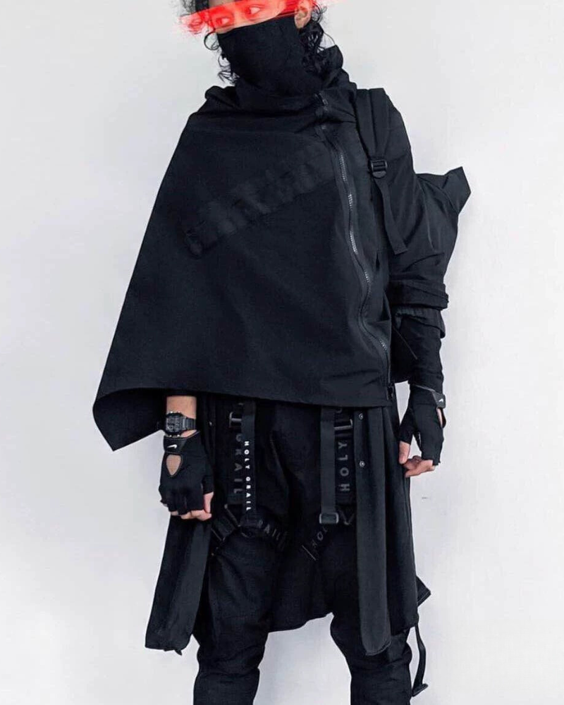 Cyberpunk Black Samurai Ninja Jacket Cloak