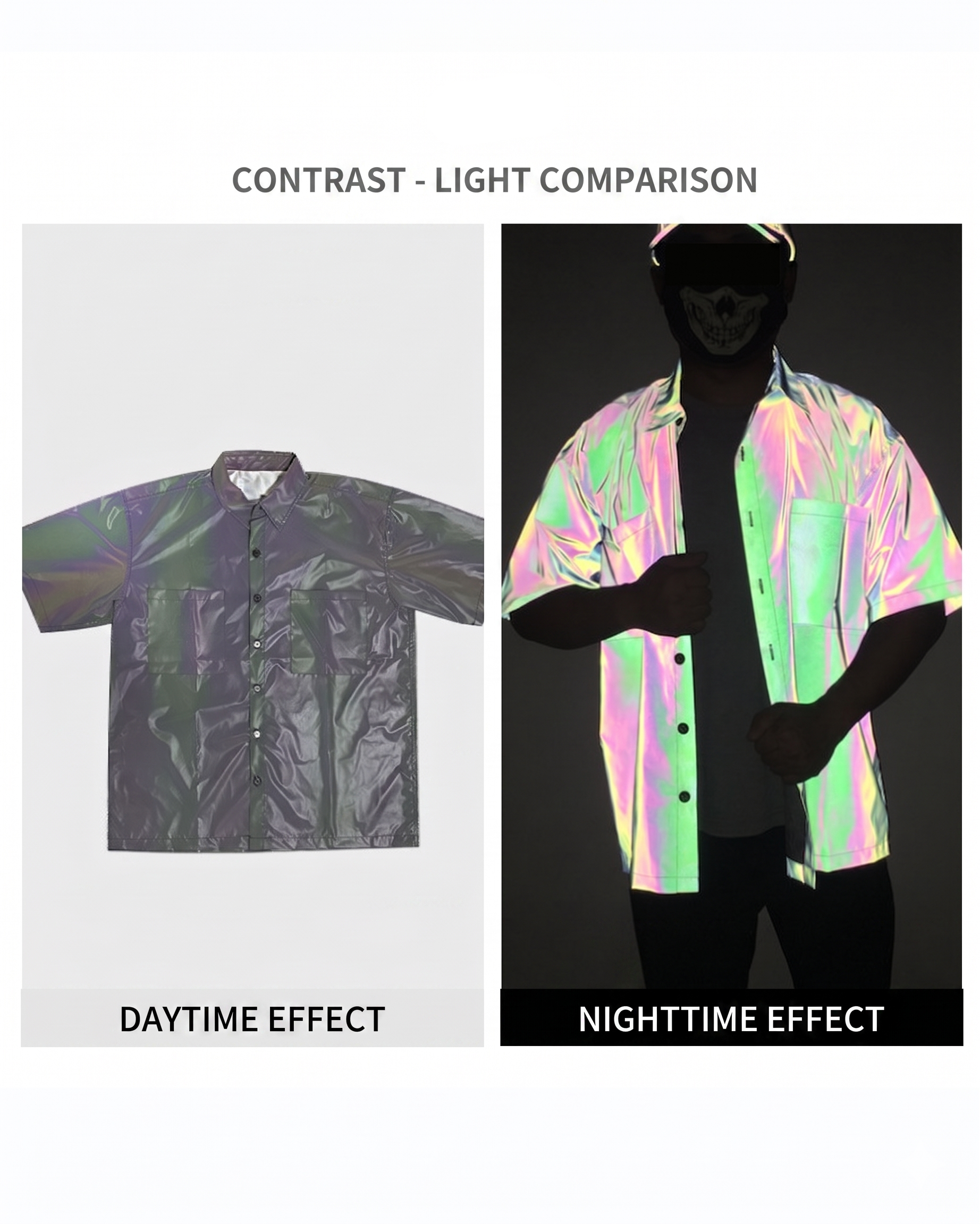 Techwear Men's Hip Hop Reflective Short-Sleeve Shirt