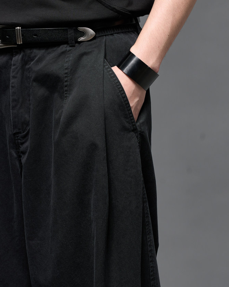 Washed Cotton Japanese Loose Men's Straight Pants