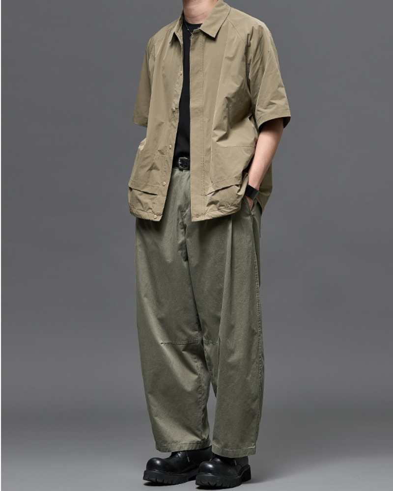 Washed Cotton Japanese Loose Men's Straight Pants