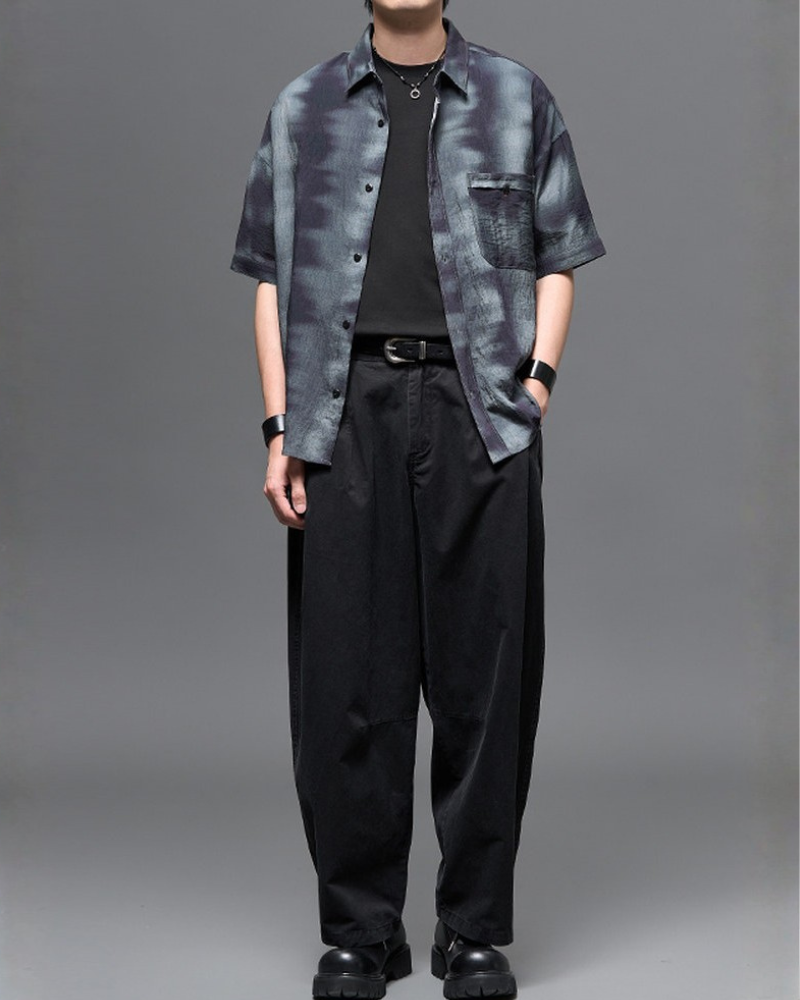 Washed Cotton Japanese Loose Men's Straight Pants