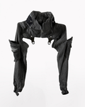 Techwear Post-Apocalyptic Hooded Mesh Color-Block Cape Jacket