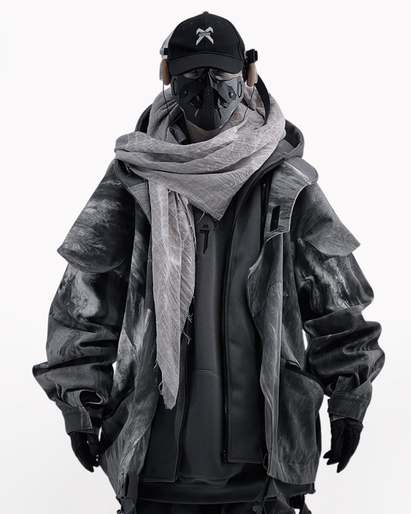 Wasteland Wear Torn Hem Fake Two-piece Unisex Jacket