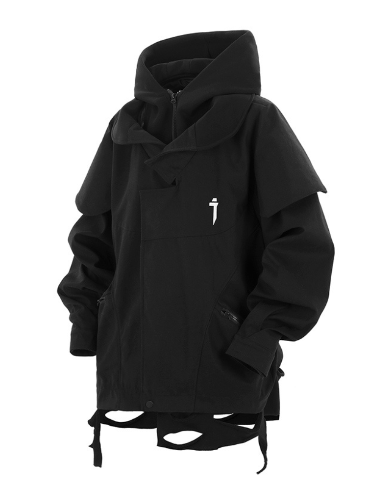 Wasteland Wear Torn Hem Fake Two-piece Unisex Jacket