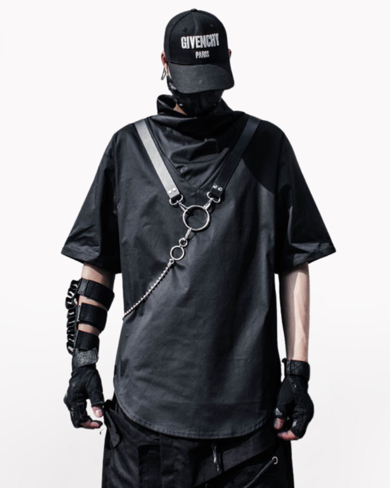 With Chain Function Japanese Techwear T-Shirt