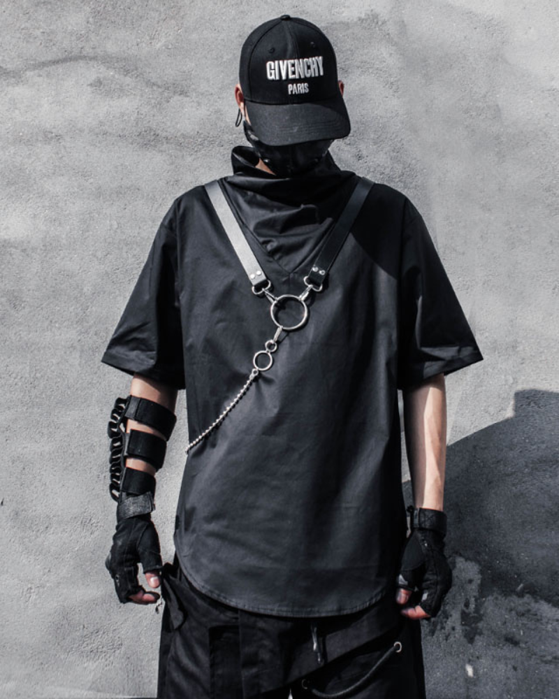 With Chain Function Japanese Techwear T-Shirt