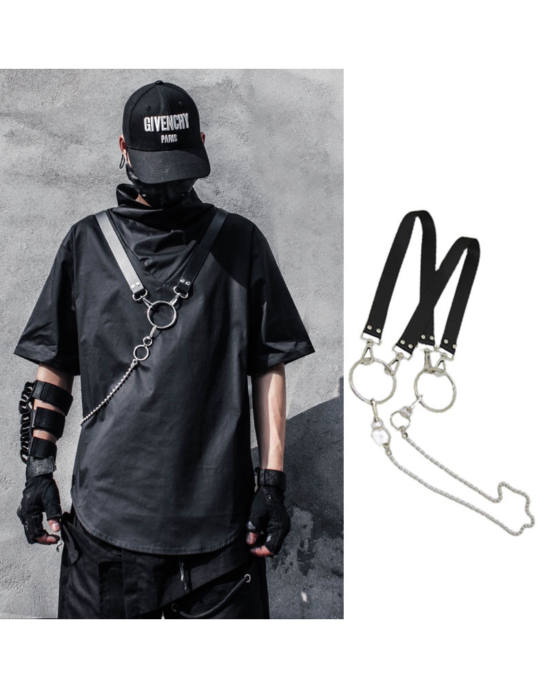 With Chain Function Japanese Techwear T-Shirt