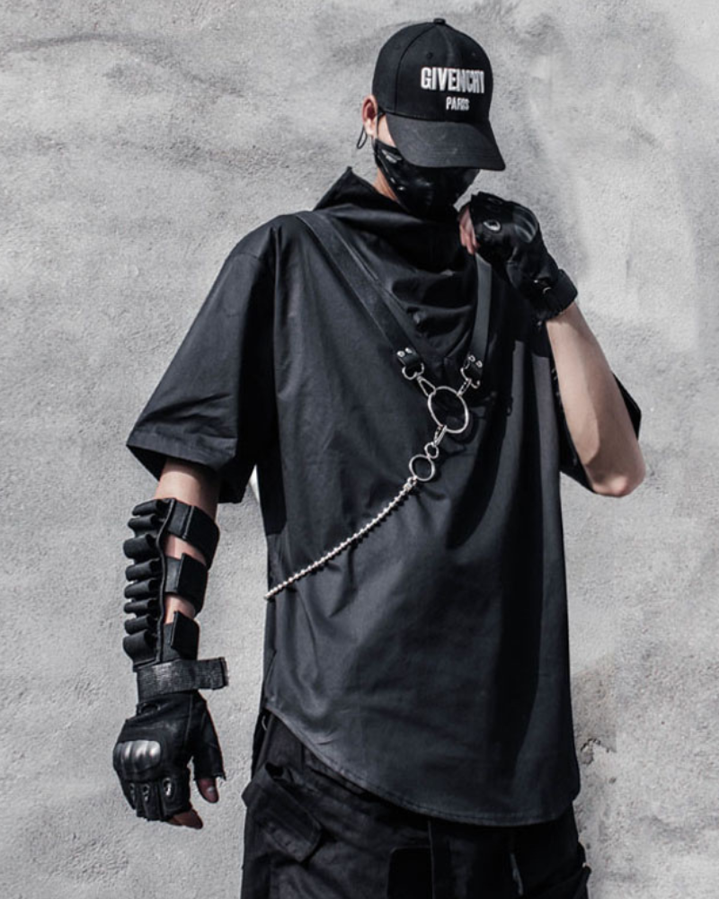 With Chain Function Japanese Techwear T-Shirt