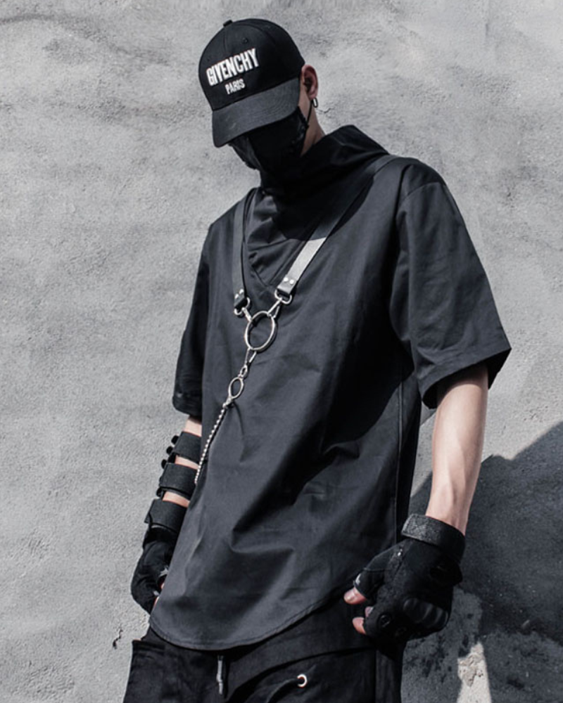 With Chain Function Japanese Techwear T-Shirt