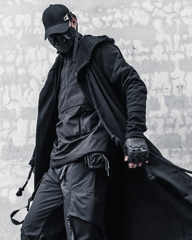 Wizard Gothic Drawstring Black Cape Coat
