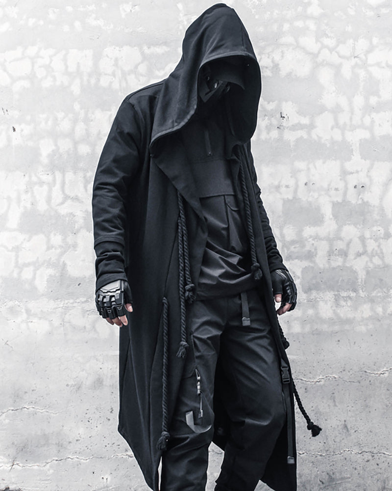 Wizard Gothic Drawstring Black Cape Coat