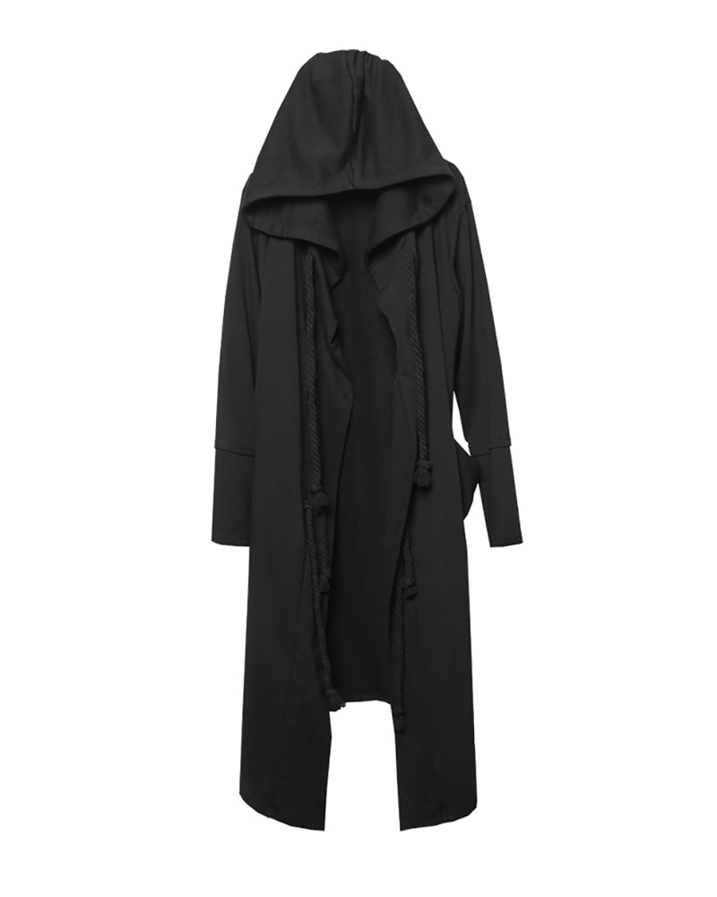 Wizard Gothic Drawstring Black Cape Coat