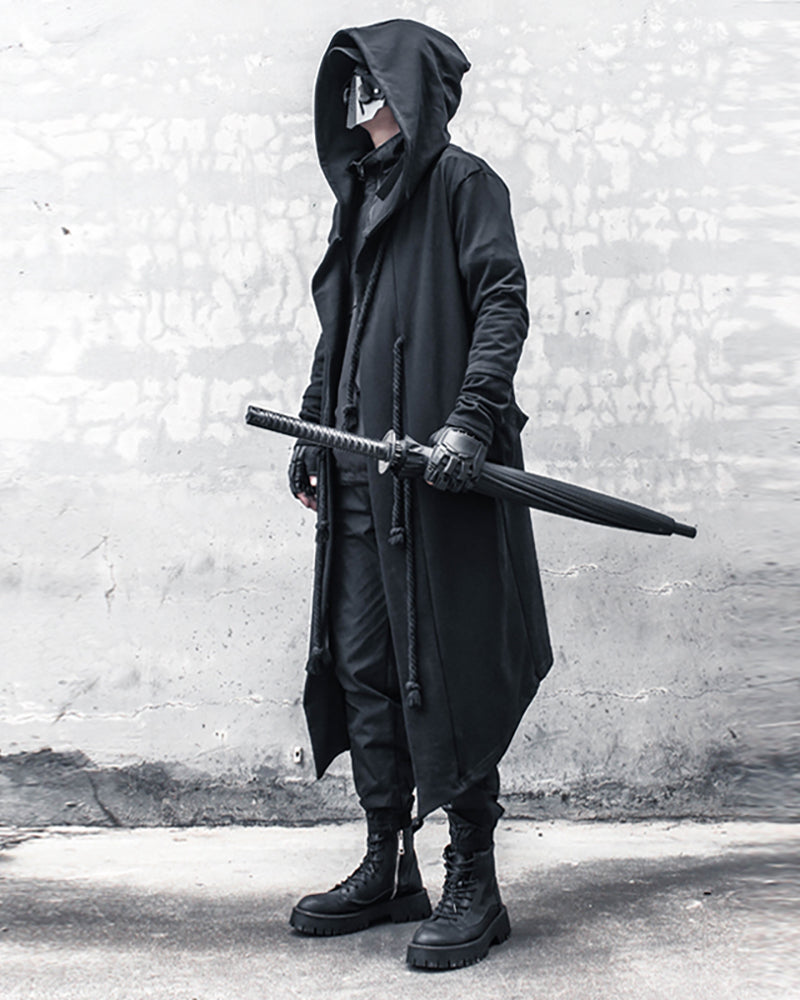 Wizard Gothic Drawstring Black Cape Coat