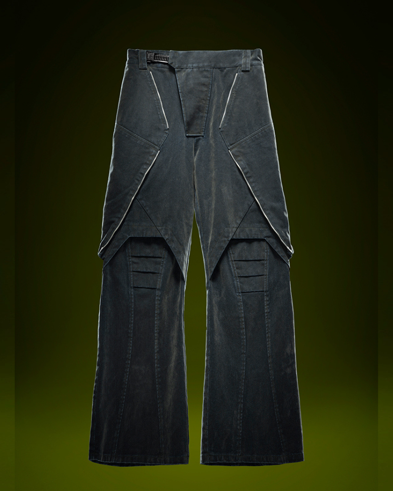 XIPHEVIL Cyberpunk Outfits Heavy Duty Loose Velvet Denim Pants