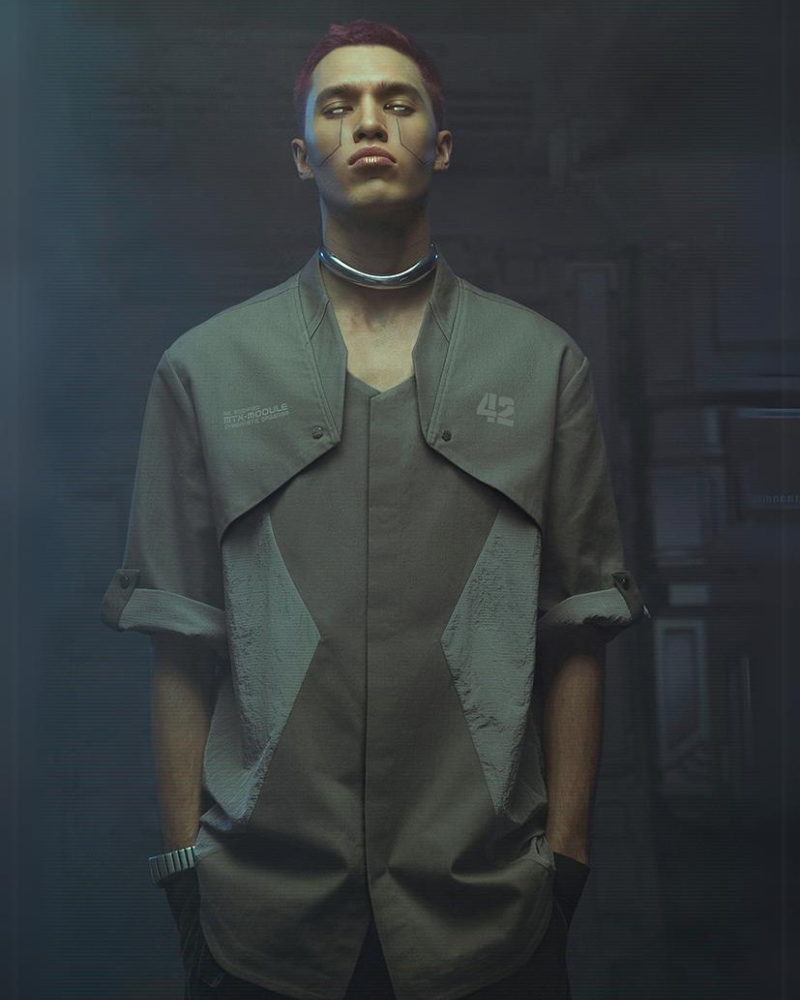 XIPHEVIL Cyberpunk Outfits Military Style Short Sleeve Shirt