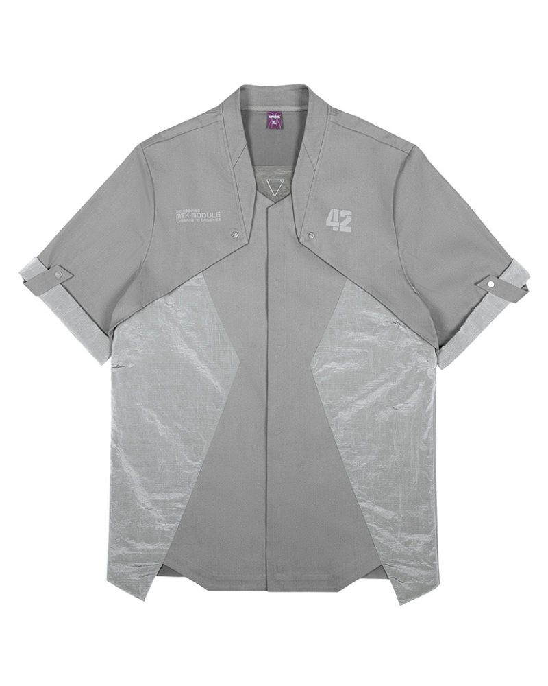XIPHEVIL Cyberpunk Outfits Military Style Short Sleeve Shirt