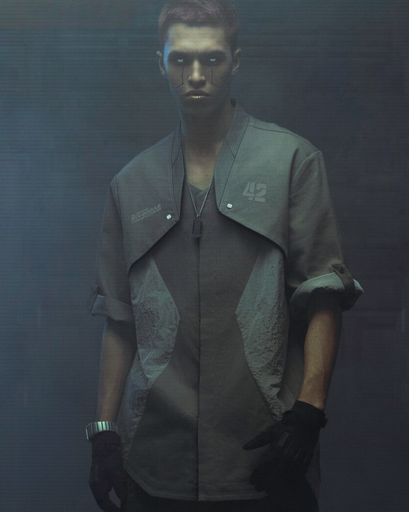XIPHEVIL Cyberpunk Outfits Military Style Short Sleeve Shirt