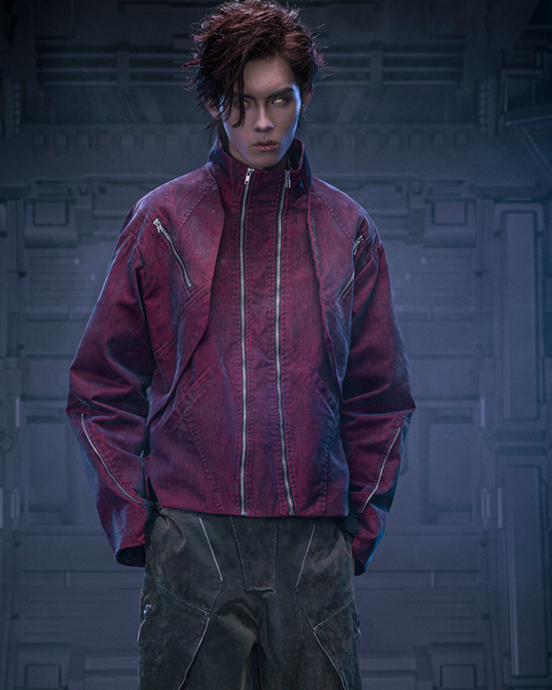 XIPHEVIL Cyberpunk Outfits Unisex Velvet Short Jacket
