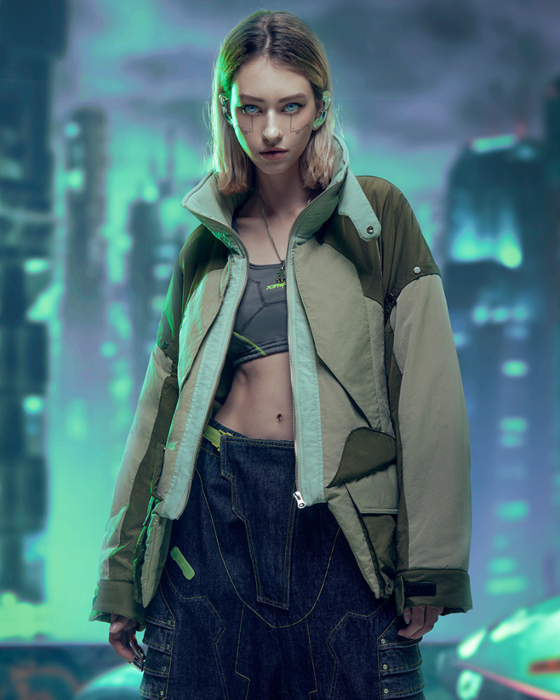 XIPHEVIL Cyberpunk Outfits Exotic Hacker Urban Winter Jacket