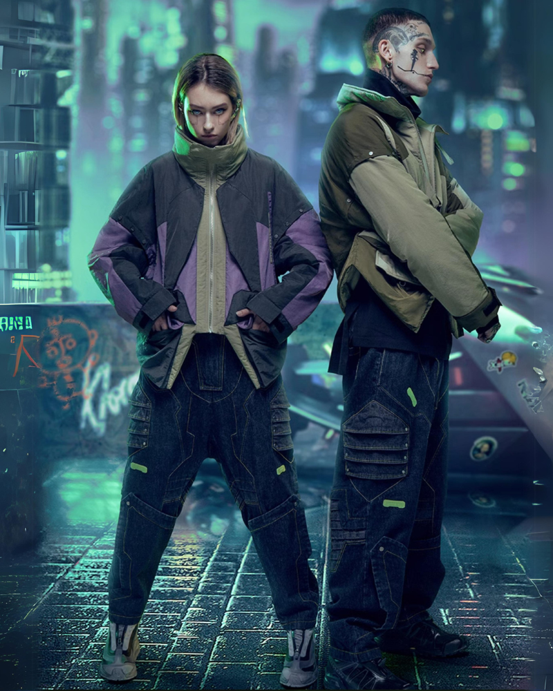 XIPHEVIL Cyberpunk Outfits Exotic Hacker Urban Winter Jacket