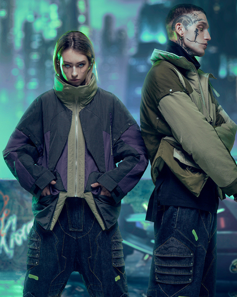 XIPHEVIL Cyberpunk Outfits Exotic Hacker Urban Winter Jacket