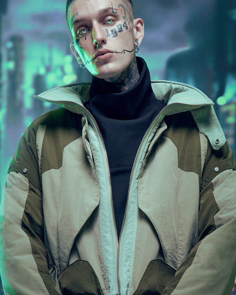 XIPHEVIL Cyberpunk Outfits Exotic Hacker Urban Winter Jacket