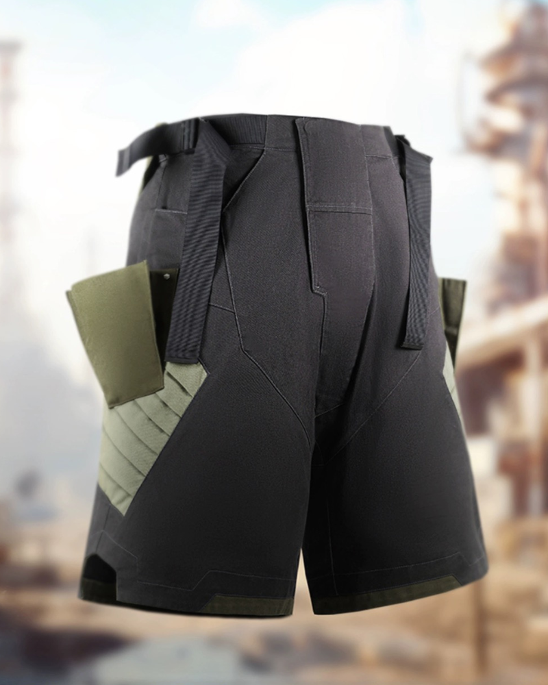 XIPHEVIL Fist Power Cyberpunk Washed Cargo Shorts