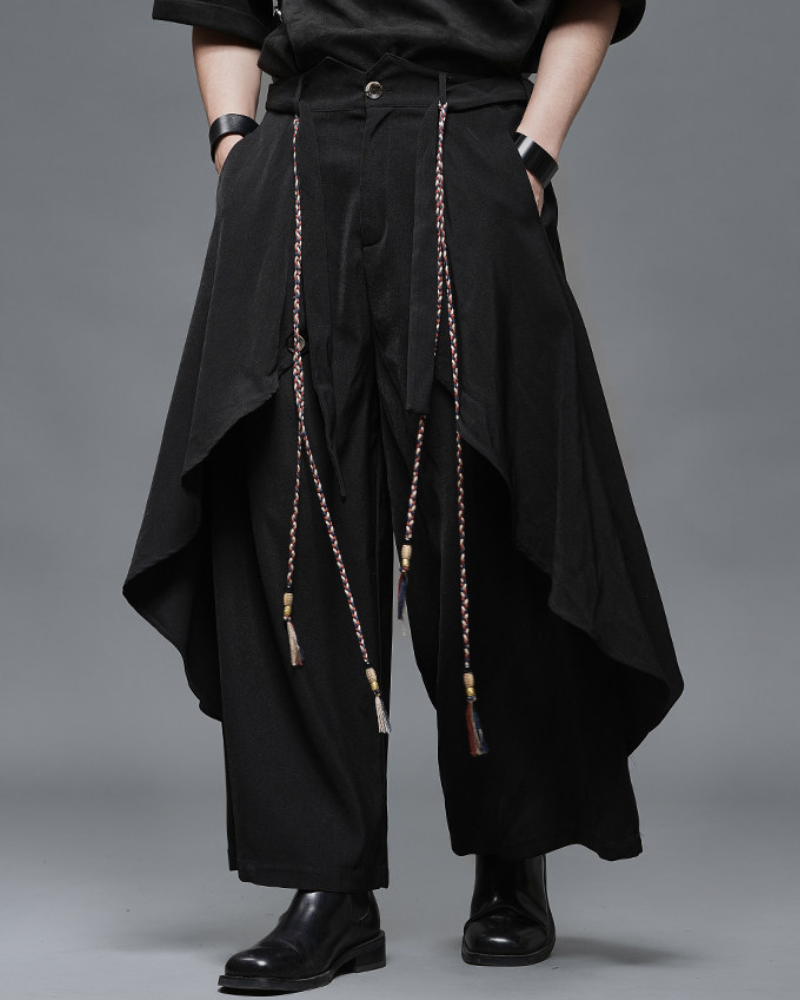 Modern Japanese Dark Aesthetic Wide-Leg Hakama Pants