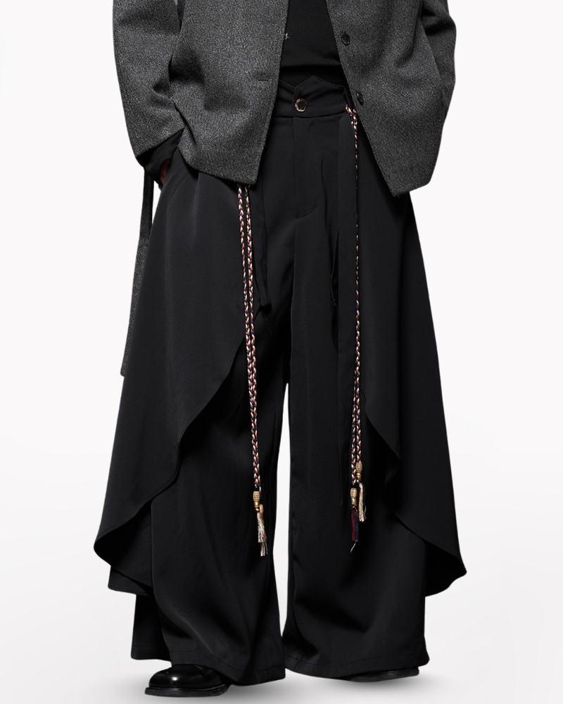 Modern Japanese Dark Aesthetic Wide-Leg Hakama Pants