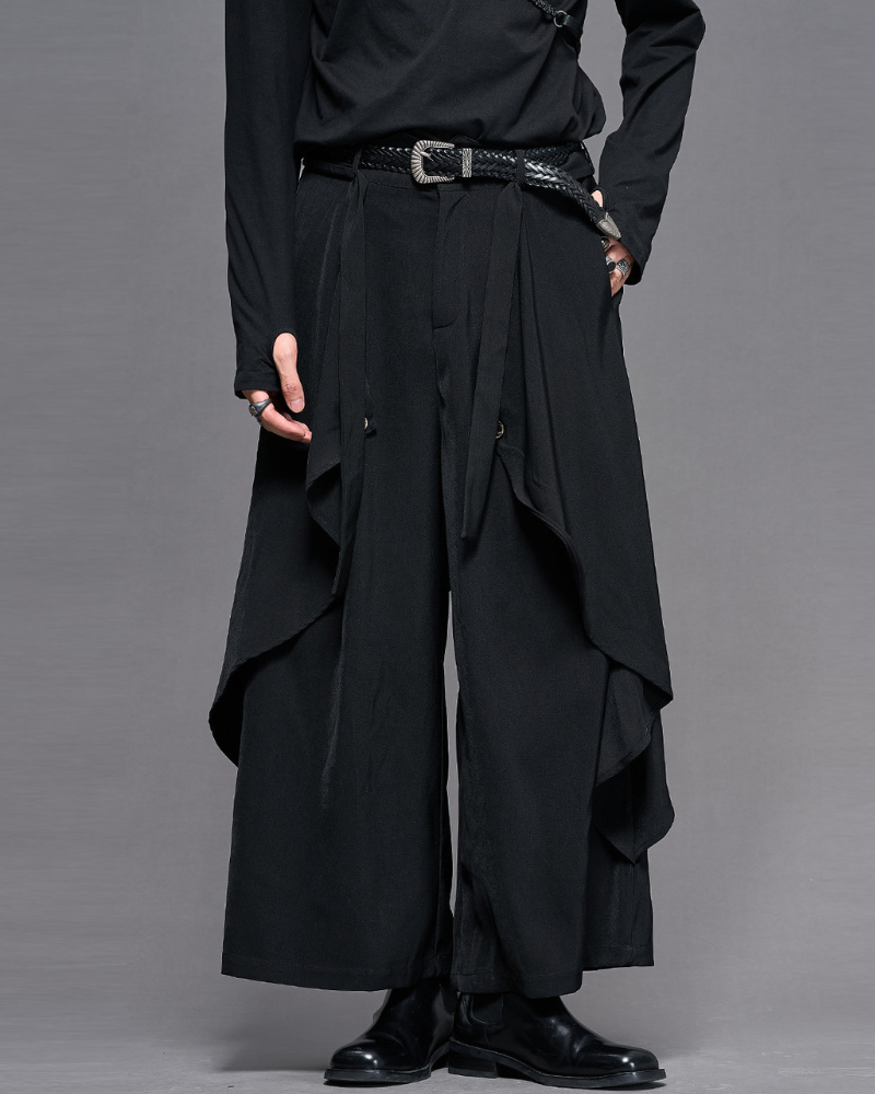 Modern Japanese Dark Aesthetic Wide-Leg Hakama Pants