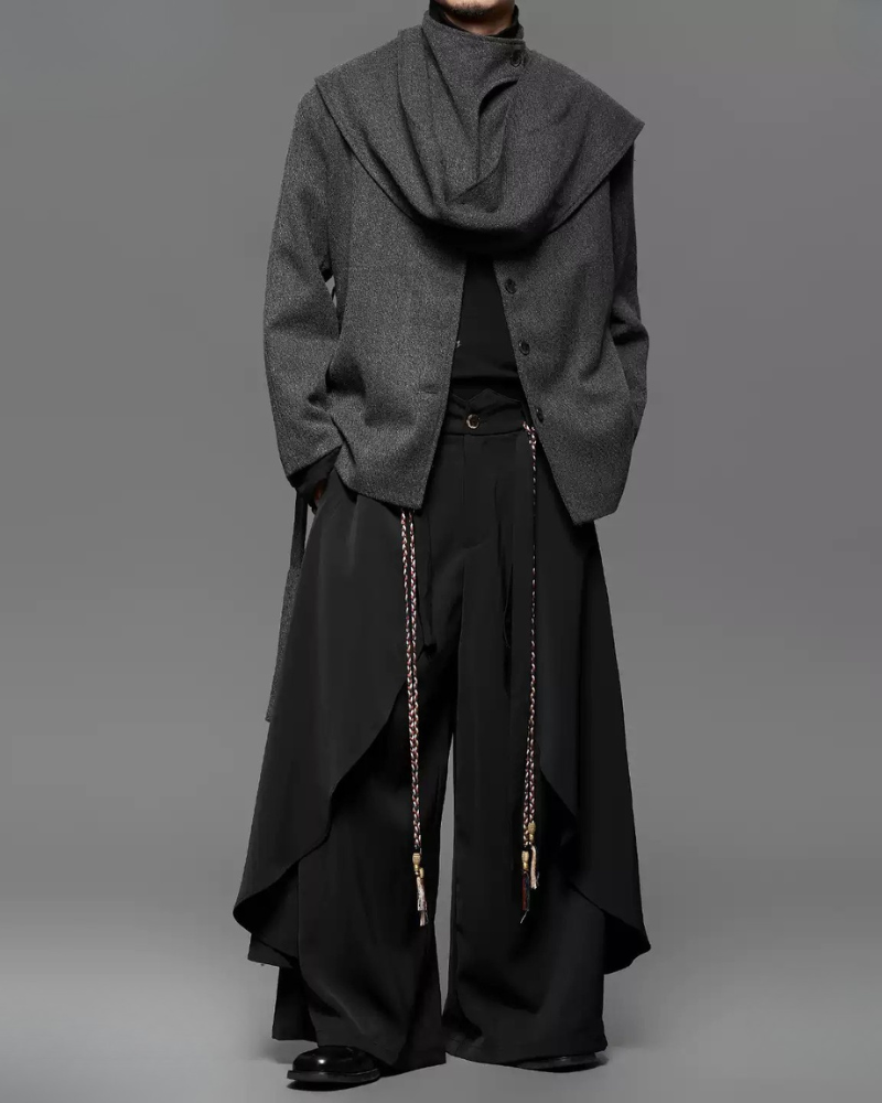 Modern Japanese Dark Aesthetic Wide-Leg Hakama Pants