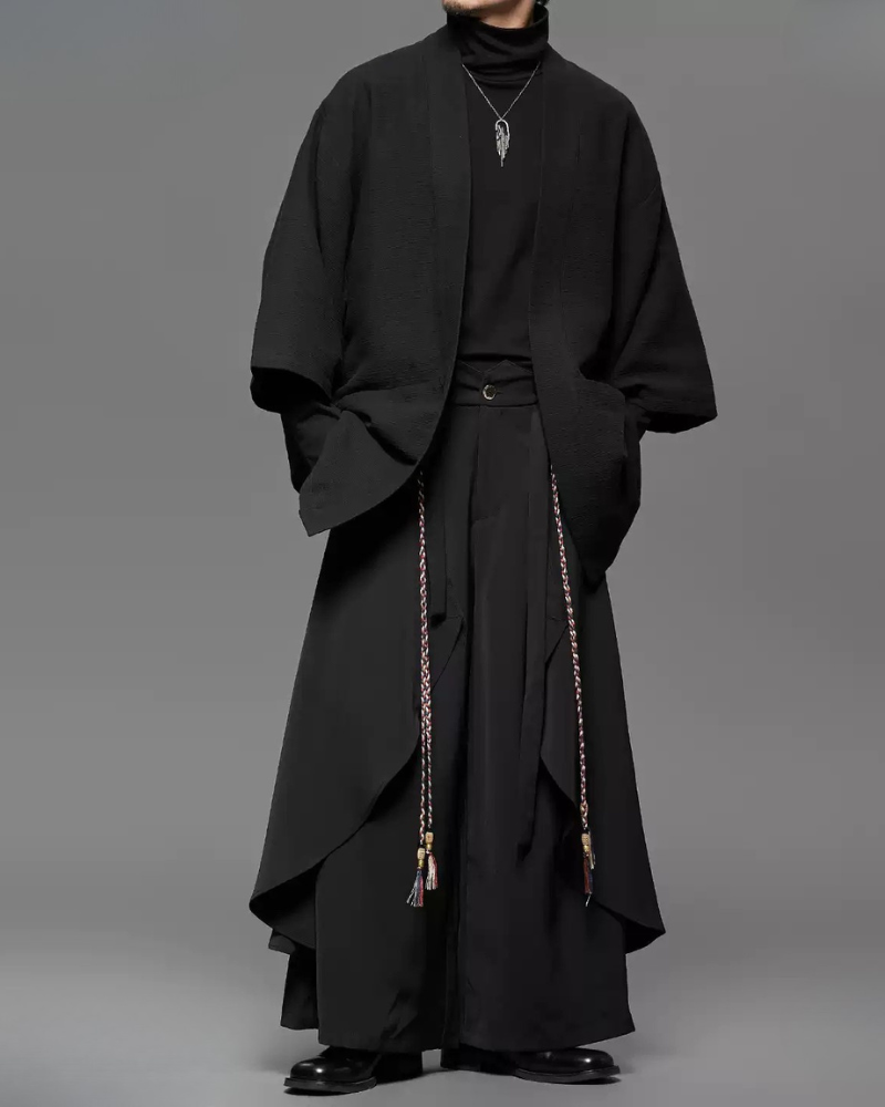 Modern Japanese Dark Aesthetic Wide-Leg Hakama Pants