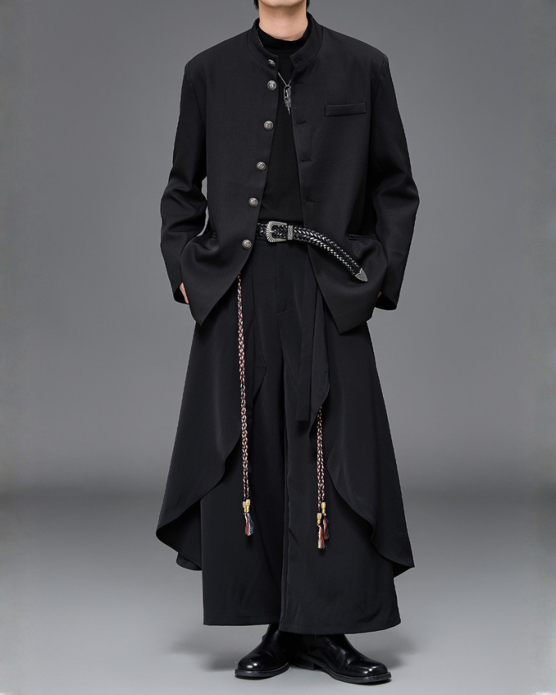 Modern Japanese Dark Aesthetic Wide-Leg Hakama Pants