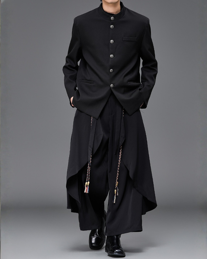 Modern Japanese Dark Aesthetic Wide-Leg Hakama Pants