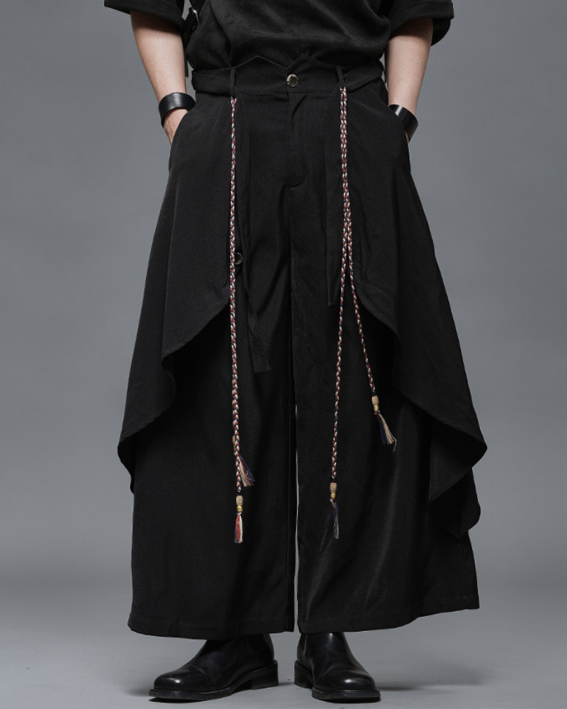 Modern Japanese Dark Aesthetic Wide-Leg Hakama Pants