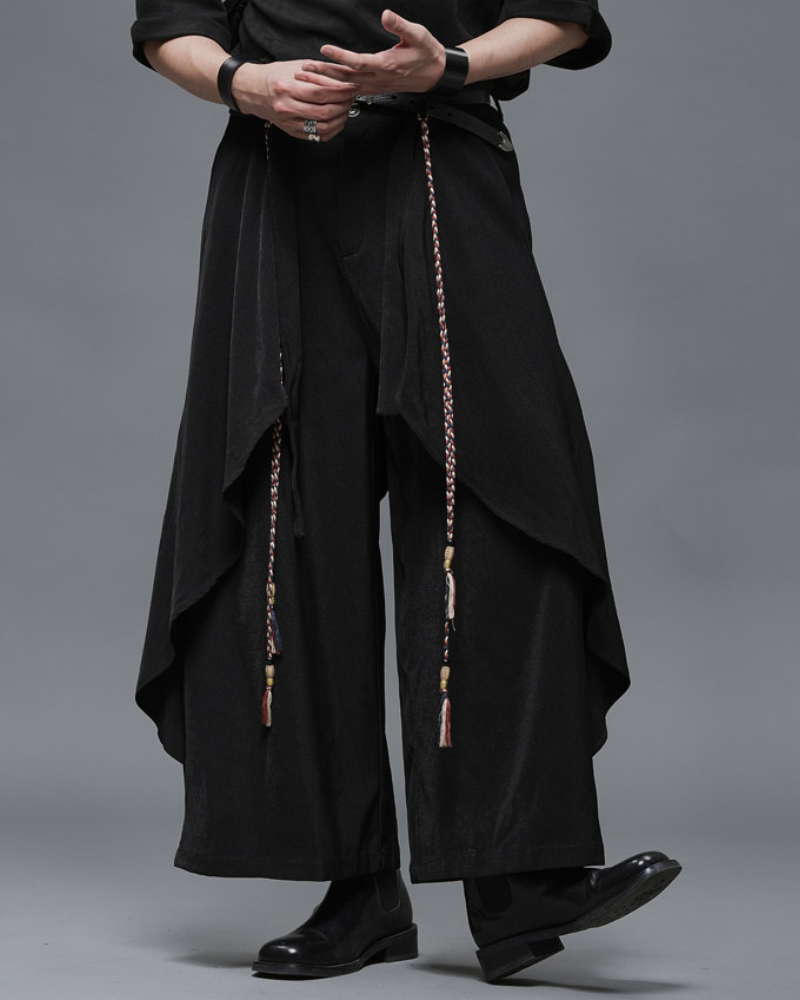 Modern Japanese Dark Aesthetic Wide-Leg Hakama Pants