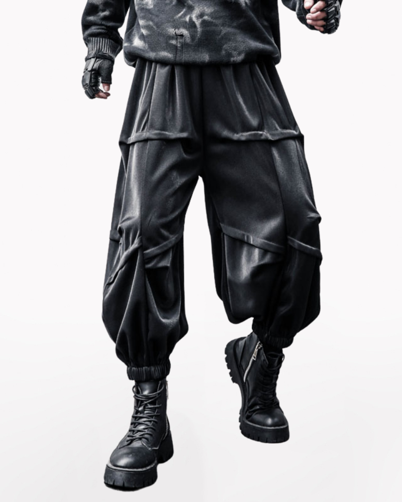 Street Japanese Draped Tapered Cropped Pants