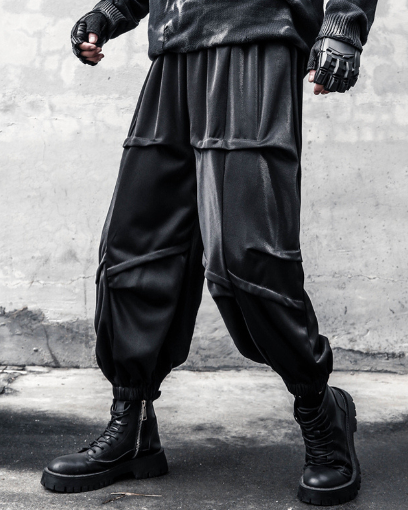 Street Japanese Draped Tapered Cropped Pants
