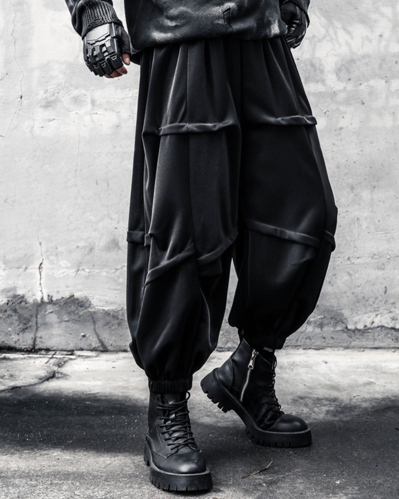 Street Japanese Draped Tapered Cropped Pants