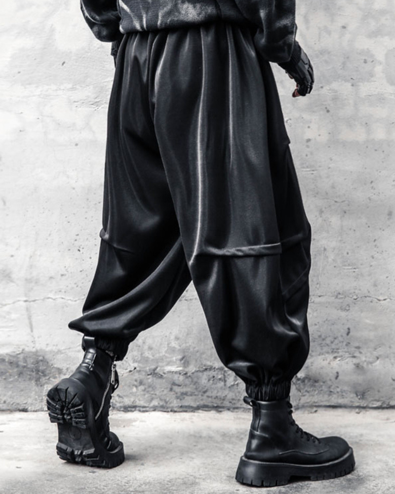 Street Japanese Draped Tapered Cropped Pants