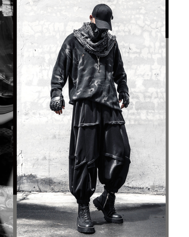 Street Japanese Draped Tapered Cropped Pants