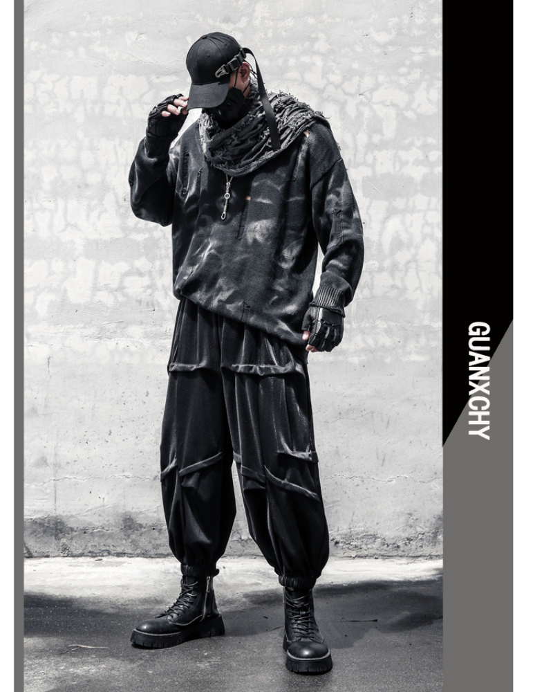 Street Japanese Draped Tapered Cropped Pants