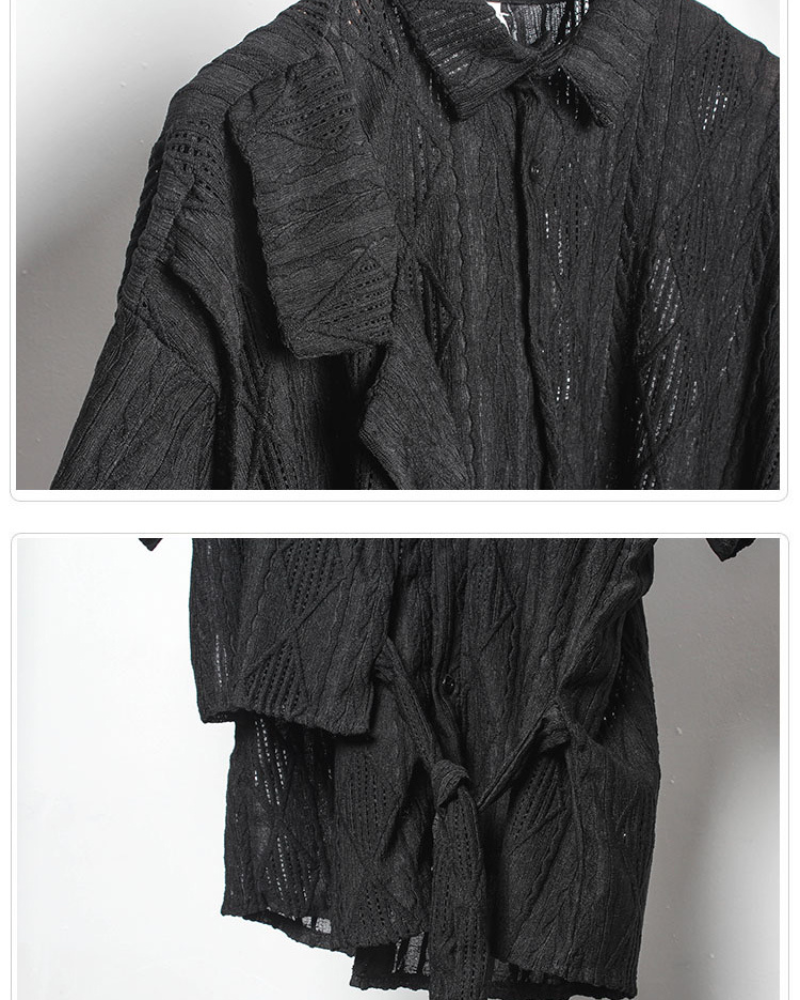 Streetwear Hollow Short Sleeve Shirt