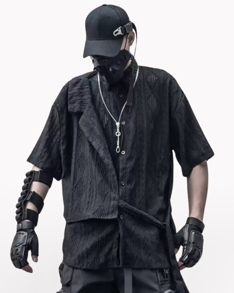 Streetwear Hollow Short Sleeve Shirt