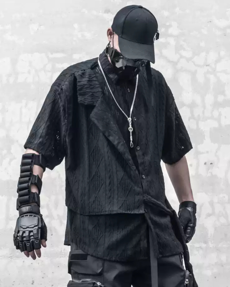 Streetwear Hollow Short Sleeve Shirt