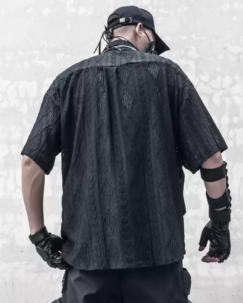Streetwear Hollow Short Sleeve Shirt