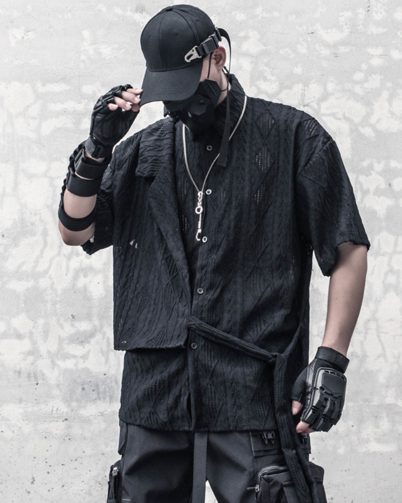 Streetwear Hollow Short Sleeve Shirt